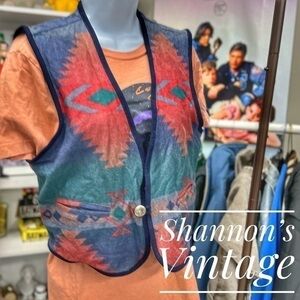 Woolrich VNTG made in USA sz medium paper tag south western cotton vest A4